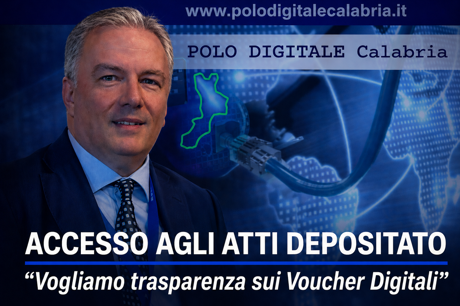 Voucher Digitali Calabria, il Polo Digitale Calabria deposita l’Accesso agli Atti: “Vogliamo i log di sistema, la trasparenza non è un optional.” Il Presidente Emilio De Rango chiama a raccolta le imprese: “Basta elemosinare diritti. Reagiamo per il futuro del territorio e dei nostri figli.”